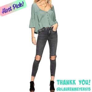 Free People raw hem Gray skinny Jeans Sz 28